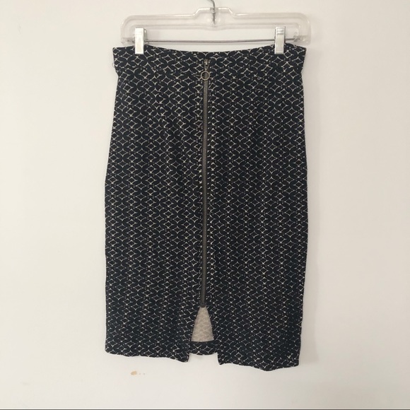 Anthropologie Maeve black knit pencil skirt with white diamond pattern - Picture 3 of 7